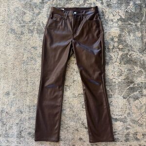 GAP Vegan Leather Chocolate Brown 5 Pocket Pants Size 4